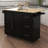 Kitchen Island With Spice Rack, Towel Rack And Extensible Solid Wood Table Top-Black-129490280