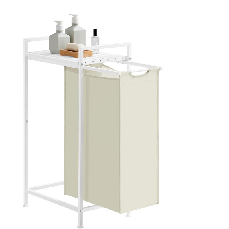 MDF, Steel, Oxford Fabric Laundry Cart, White/Cream