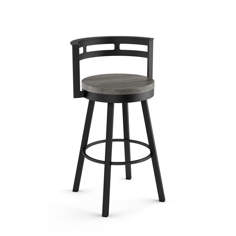 Talia Swivel Counter & Bar Stool, Counter Stool (25.5" Seat Height), Gray, Black