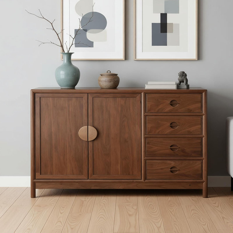 Buffet de rangement rétro en bois massif, H 35,43 po x l 59,05 po x P 15,74 po