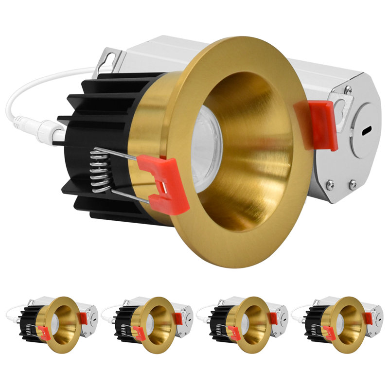 Luxrite 2 po Éclairage DEL sans lumière à DEL régressé avec garniture ronde en nickel brossé interchangeable, 5CCT, CRI90, 8W, 600LM, faisceau 38 °, intensité variable, 120V, ETL, paquet de 4