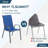  Patio Dining Set For 6, Outdoor Table And Chairs With 1.69″ Umbrella Hole, All Weather Patio Furniture Set, 30"X 55" Table And Stackable PVC-coated polyester Chair, For Lawn, Deck (Umbrella Not Included) (Gray Table and Navy Blue chairs)-1886006090-1896789701