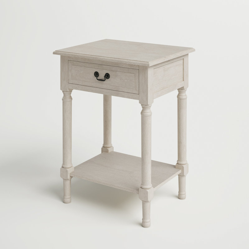 Peters End Table with Storage, Greige