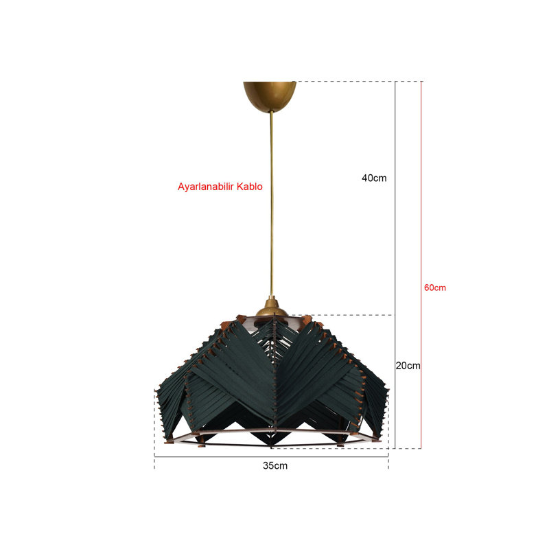 Lustre vert émeraude, 7,9 po x 13,8 po | Corps en plastique élégant, capuchon en coton | Hauteur réglable: jusqu'à 23,6 pouces | Douille E27, 40 W maximum | Parfait pour la salle à manger, le salon ou le vestibule, design élégant et moderne