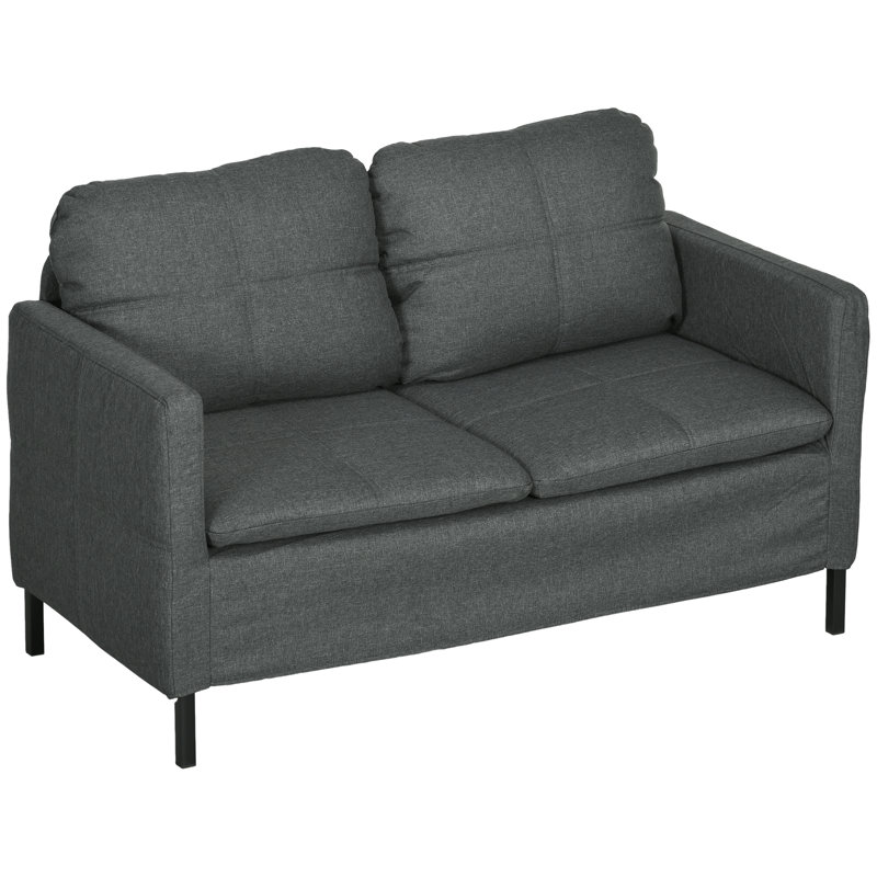 Causeuse à accoudoirs carrés 53,1 po Deisi, Polyester 100 % gris foncé