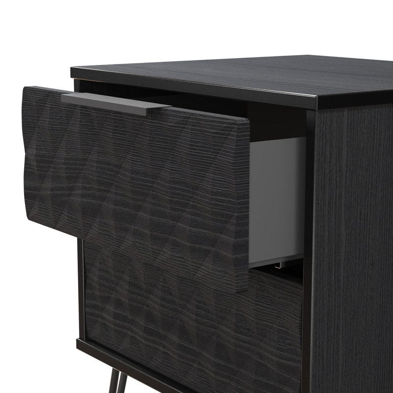 Harlequin 45cm W Manufactured Wood Bedside Table, Black