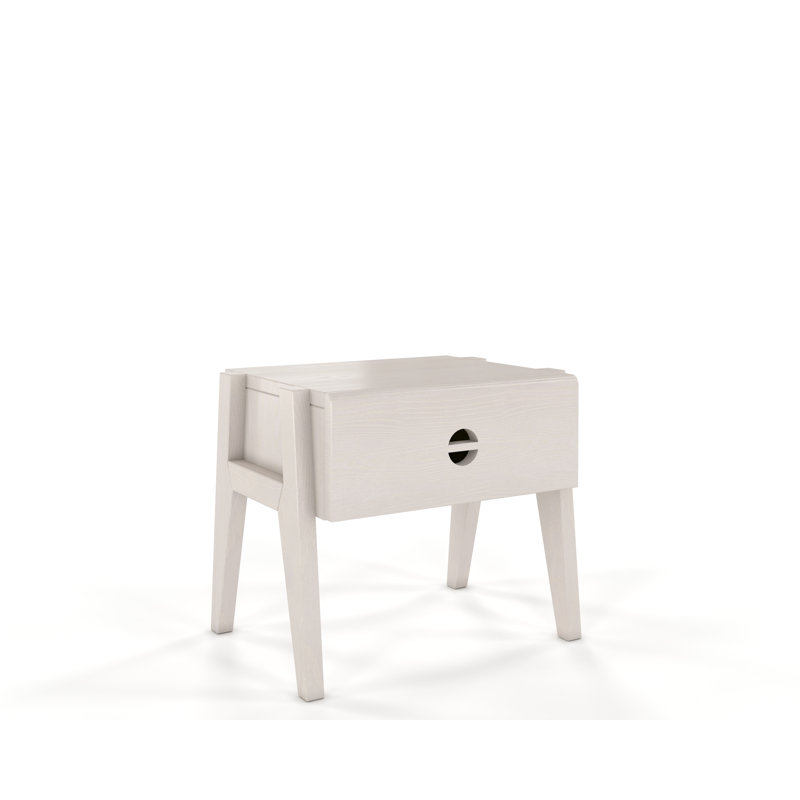 Eng 45cm W Manufactured Wood Bedside Table, White