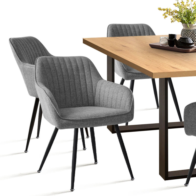 Bhagirath 31.5'' W 6-Person Rectangular Dining Set, Oak, Grey