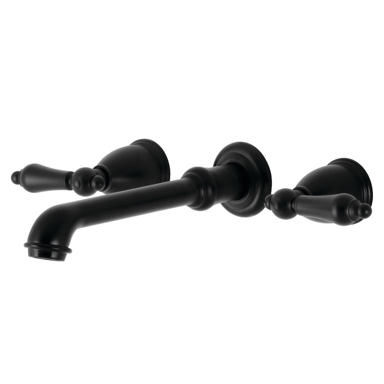 English Country Wall-Mounted Roman Tub Faucet, Matte Black