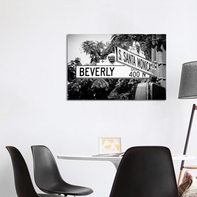 Black California Series - L.A Street Signs - Wrapped Canvas Print