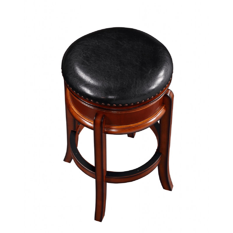 Kingsford Swivel Upholstered Counter Stool with Solid Wood Frame, Brandy, Bar Stool (29” Seat Height)
