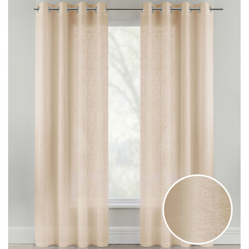 Rhayna Sheer Curtain Pair, Natural, 140cm Width x 183cm Drop