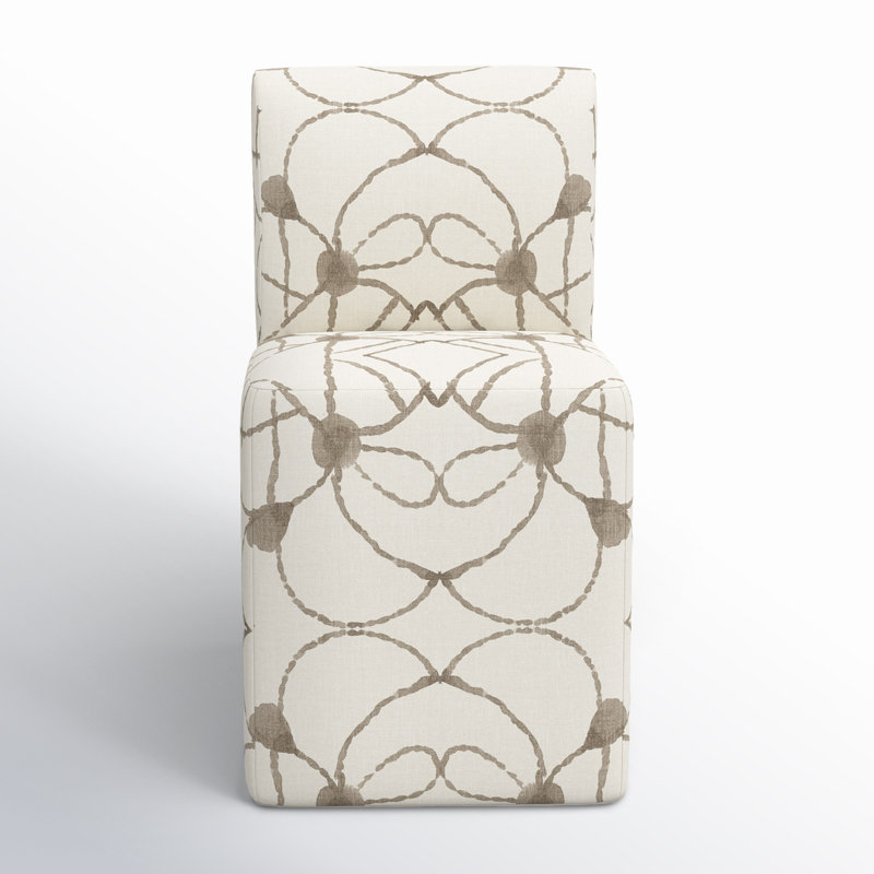 Mendy Upholstered Dining Chair with Casters, Hans Cream Geometric