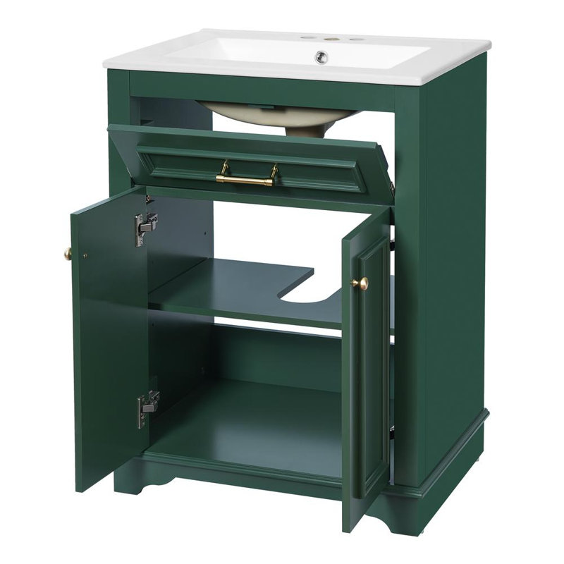 Meuble-lavabo 24 po avec lavabo en céramique intégré, Vert