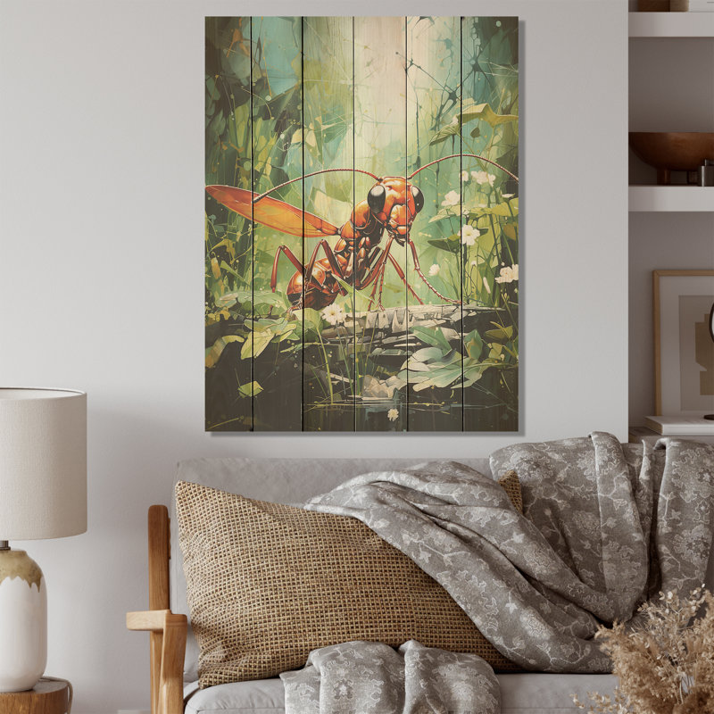 «Verdant Explorer», art mural sur bois de pin naturel, H 20 po x l 10 po