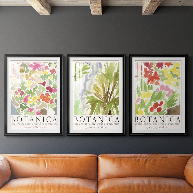 Affiche d'exposition Botanica I - reproduction sur mesure encadrée de qualité supérieure - 3 pièces