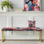 Banc floral rembourré or-135447538