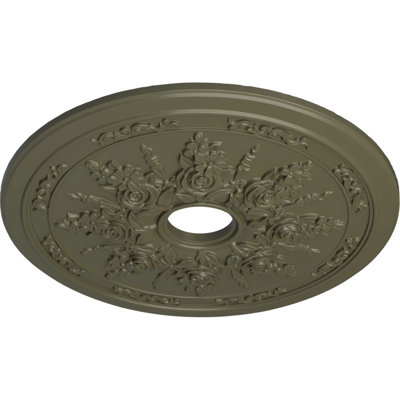 Endurathane Rose and Ribbon Ceiling Medallion, 23 5/8"OD x 4"ID x 1 1/2"P (Fits Canopies up to 4"), Hand-Painted Painted Turtle Finish