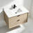 36" Transitional Floating Single Sink Solid Wood Natural Oak Bath Vanity with Engineered Marble Top-407214246
