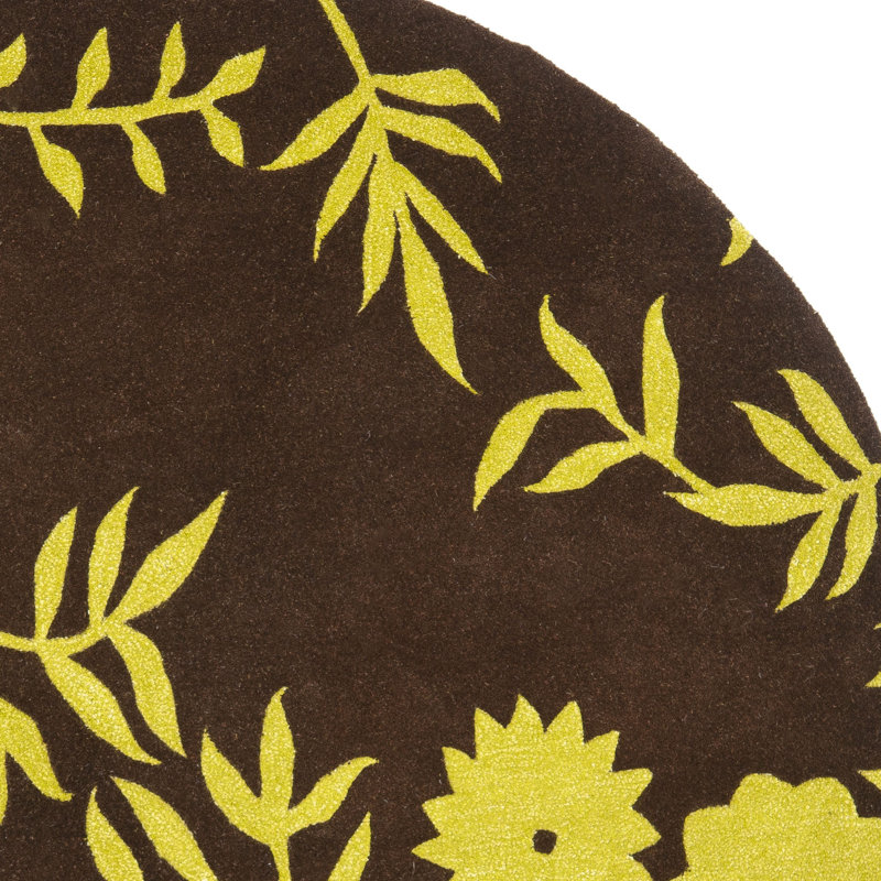 Tapis floral en laine et viscose touffeté à la main Avayah Soho, Rond 6 pi