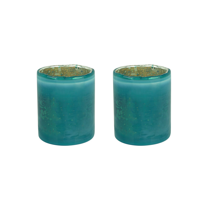 3'' H Glass Tabletop Votive Holder, Teal
