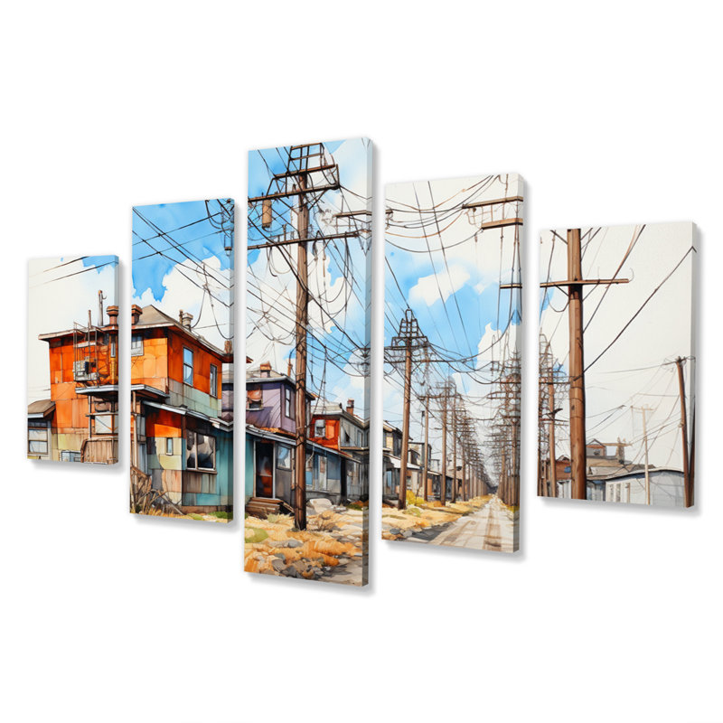 «Power Lines Power Harmony II», reproduction d'art murale Power Lines - 5 panneaux
