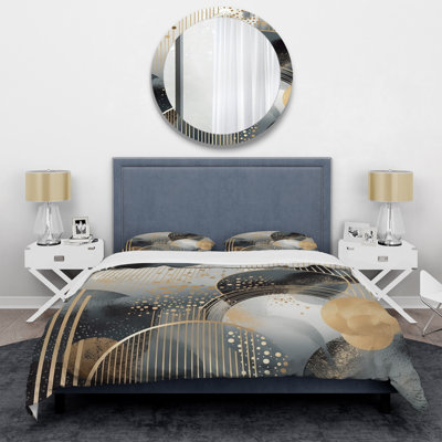 Ensemble de housse de couette moderne et or Minimalisme I - Formes modernes abstraites