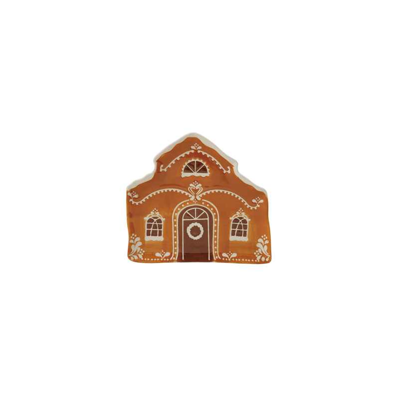 Plaque de maison en grès peinte à la main avec motif de pain d'épices