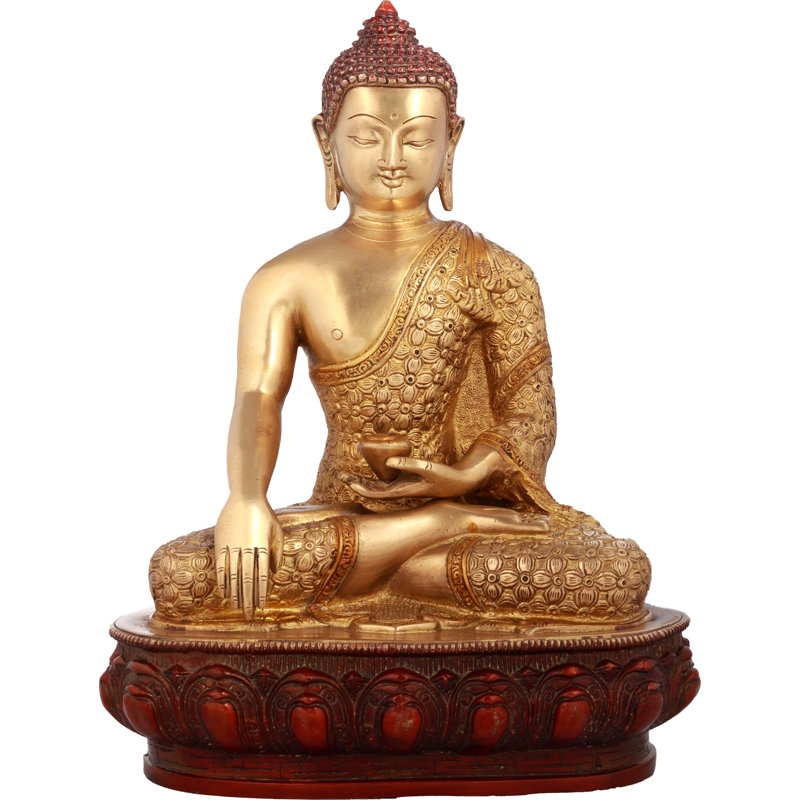 Figurine Bouddha assis dans Bhumisparsha Mudra