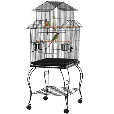 Gadbois 55'' Iron Pointed Top Floor Bird Cage with Wheels