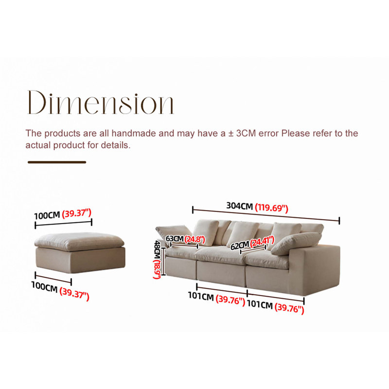 Cloud Modular Sectional Sofa, Beige Fabric