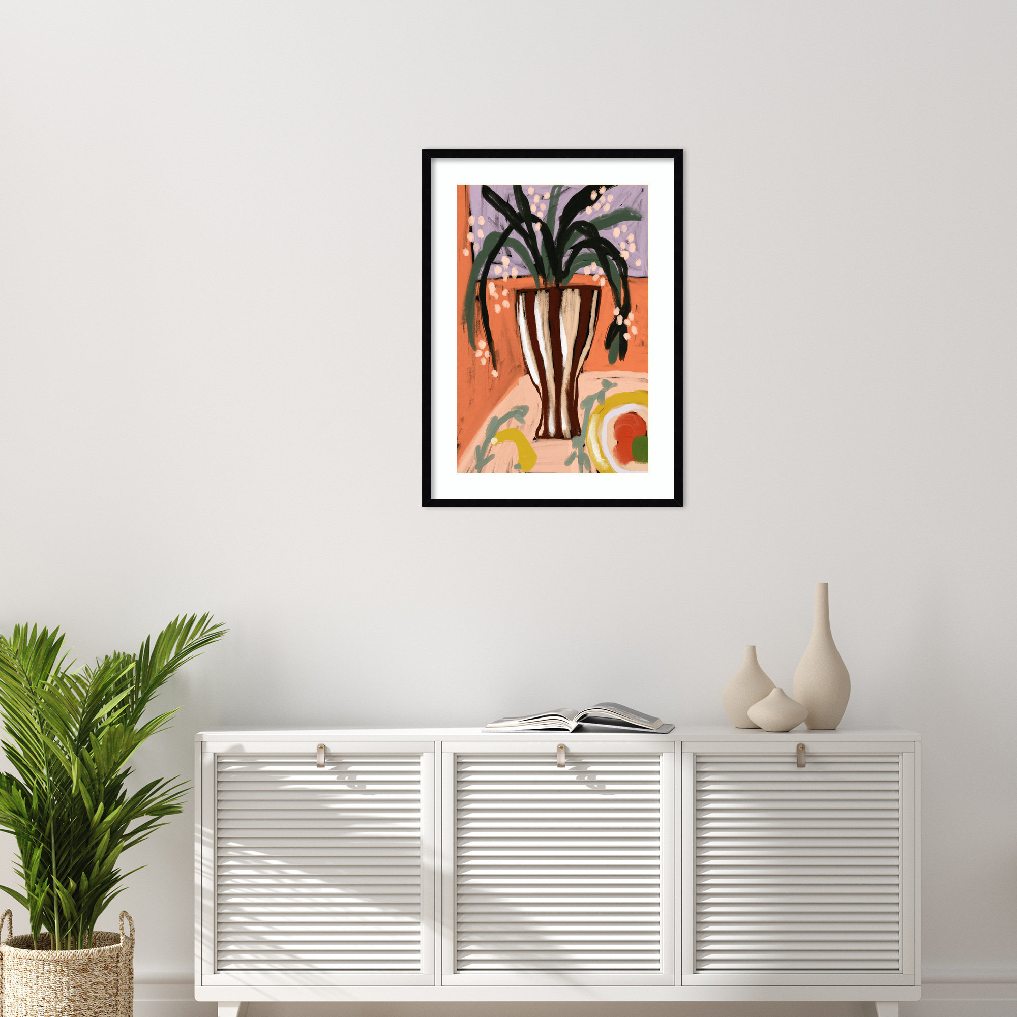Floral Still Life No 3 by Treechild Wood Framed Wall Art Print, Black, 33" H x 24" W