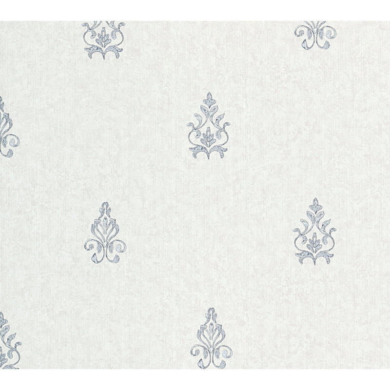 Neapolis 3 Floral Medallion Design 33' L x 21" W Metallic Wallpaper Roll, Silver/Gray