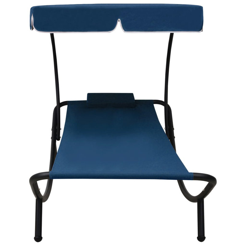 Lit de patio avec auvent et coussin, Bleu