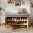 39.4" Fluted Shoe Cabinet Storage With Bench, 2-Tier Entryway Bench With Adjustable Shelves And Detachable Cushioned Seat-285400826