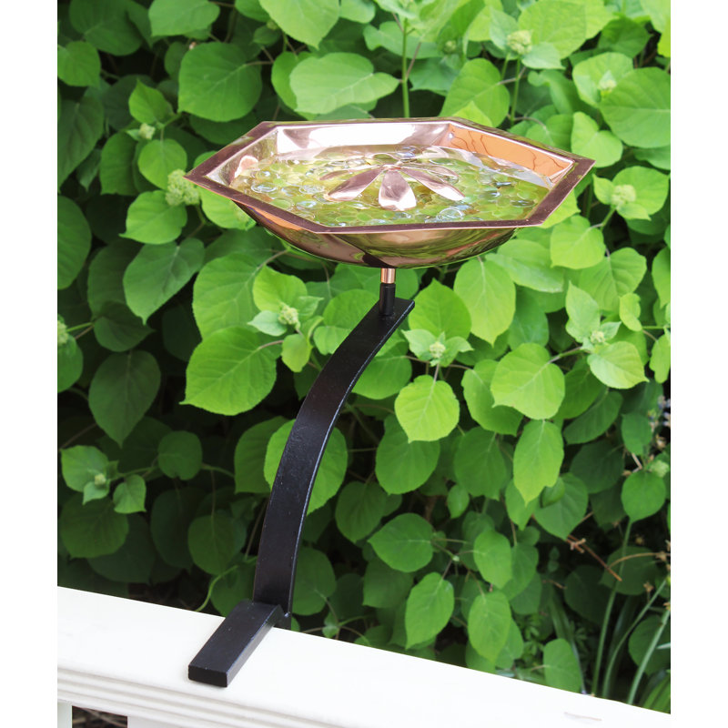 Hexagonal Copper Bee Fountain & Birdbath with Rail Mount