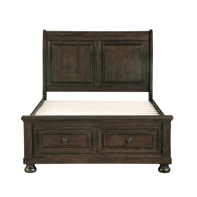 Kynsleigh Low Profile Storage Platform Bed, Full, Dark Oak
