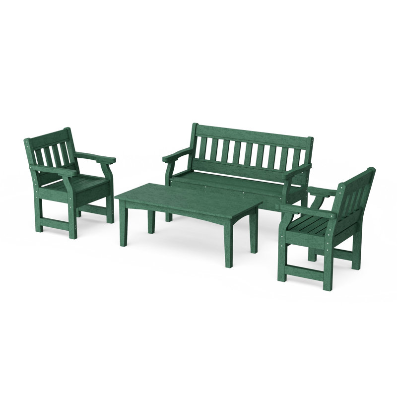Ensemble de table et banc de jardin 4 pièces Heritage, Vert foncé