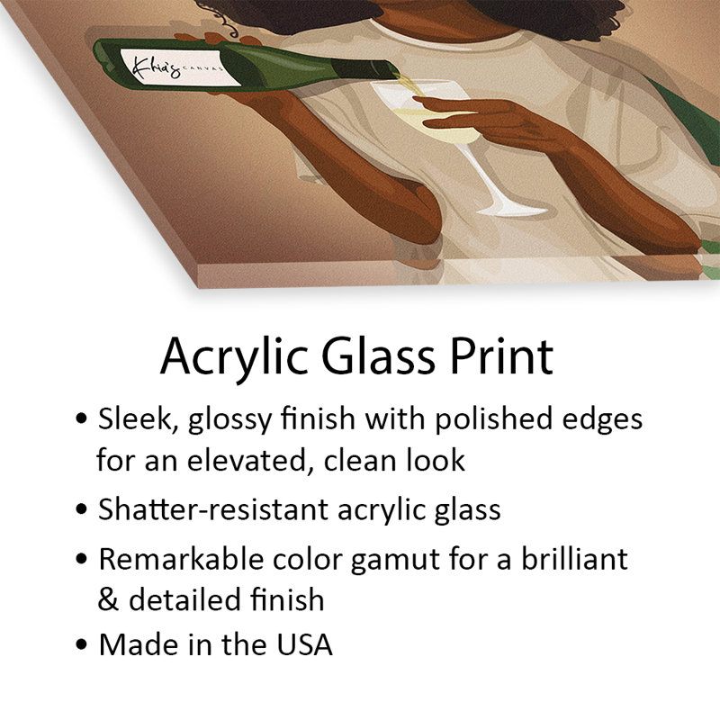 Vin en duvet imprimé sur verre acrylique, H 24 po x l 24 po x P 0,25 po