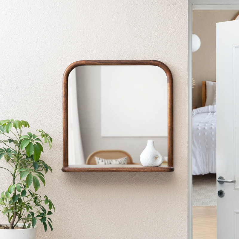 Charlemont Solid Wood Accent Wall Mirror, Walnut