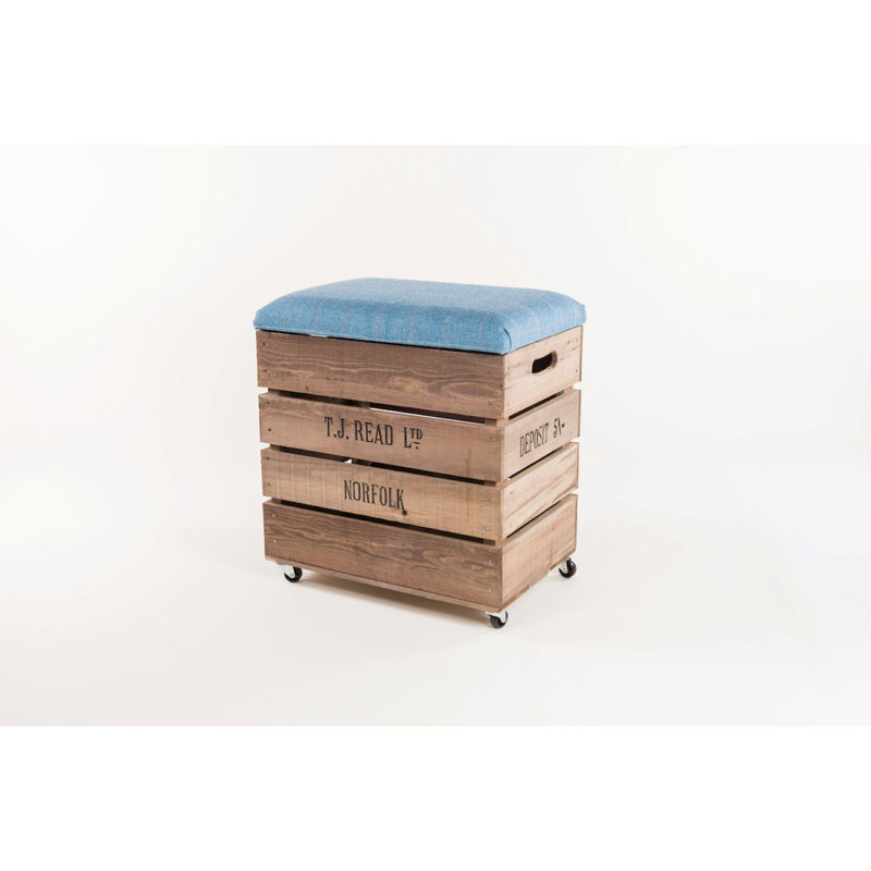 Granger Upholstered Bar Stool with Solid Wood Frame, Blue