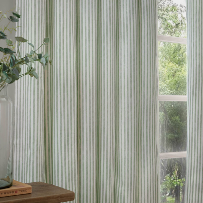 Hebden 100% Cotton Blackout Curtain Panel Pair, 229cm Width x 183cm Drop, Light Green