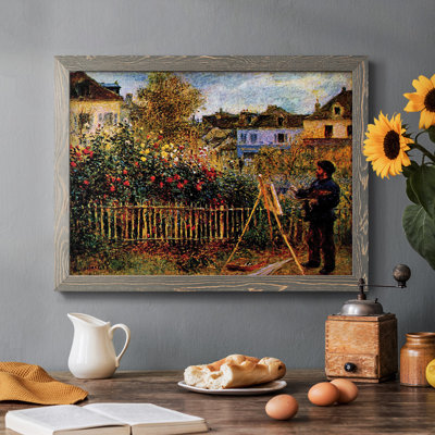 Monet, peinture dans son jardin à Argenteuil, reproduction d'art sur toile