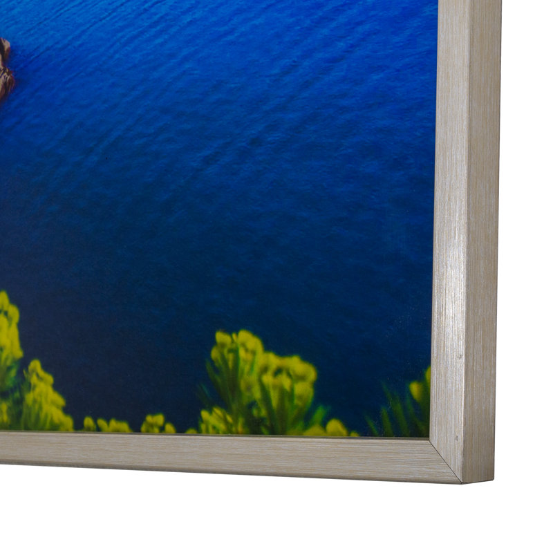 Coastal Charm Multi-Color Framed Tempered Glass Landscape Poster
