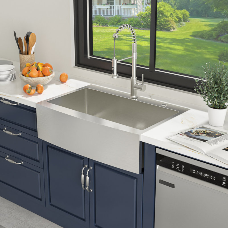 33" L X 22" W Single Bowl Drop-In Stainless Steel Farmhouse Kitchen Sink