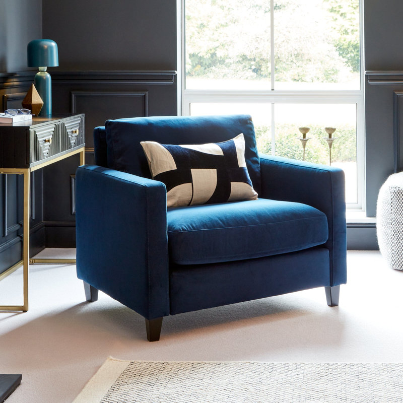Aharshi Upholstered Armchair, Black Oak, Ink