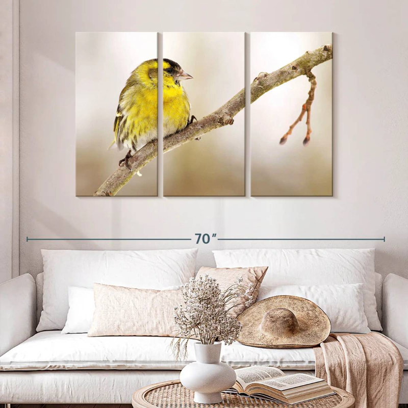 Brampt Perched Yellow Bird, 32" H x 50" W
