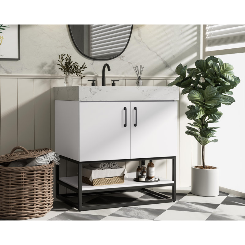 Meuble-lavabo simple 30 po, Blanc