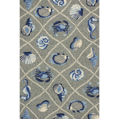 Stradley 2' x 3' Gray Abstract Handmade Indoor Outdoor Area Rug
