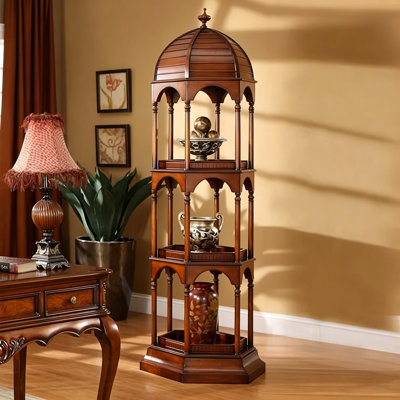 Support de rangement sur pied en bois massif 27,72 ", armoire de rangement rétro multi-niveaux pour la maison et la salle d'étude